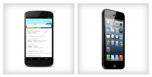 เปรียบเทียบสเป็ค Google Nexus 4 vs Apple iPhone 5