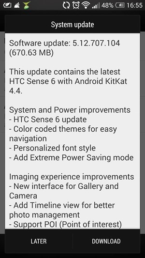 HTC One M7 update 1