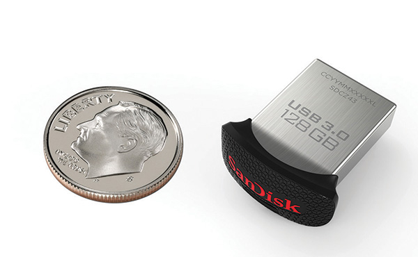 Product: 128GB SanDisk Ultra Fit USB 3.0 Flash Drive, with dime