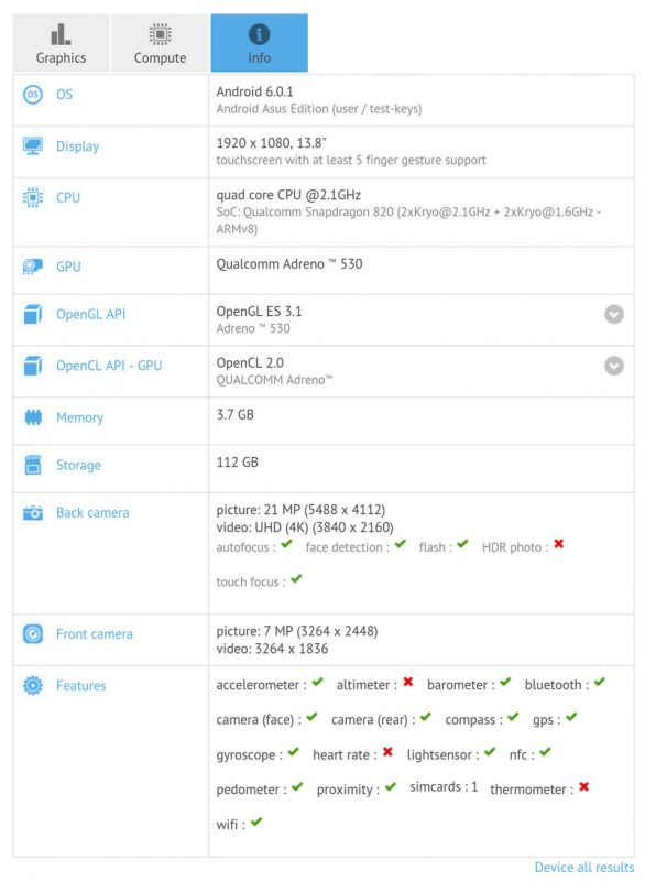 Asus Zenfone 3 Z016D GFXbench