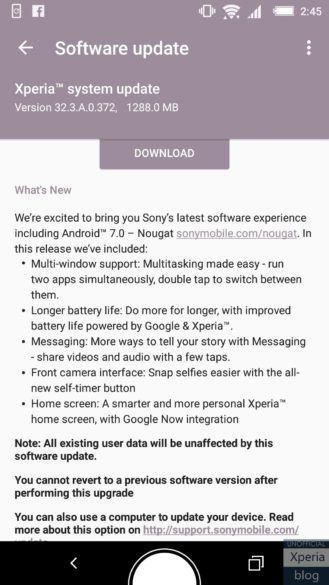 SONY Xperia Z5 Update Nougat