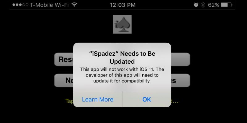 iOS 11 32 bit uncompatible App Store