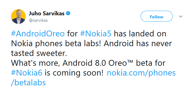 Nokia 5 Oreo Twitter