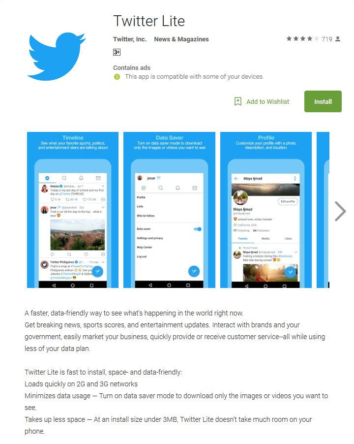 Twitter Lite Play Store
