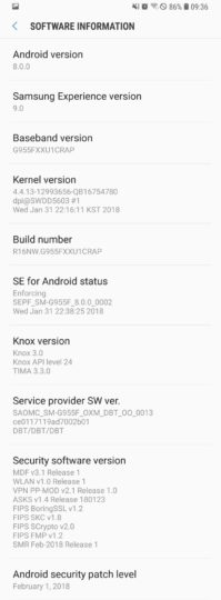 Samsung Galaxy S8 Android 8.0 Oreo OTA