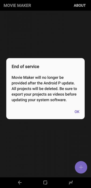 Samsung Movie Maker discontinue