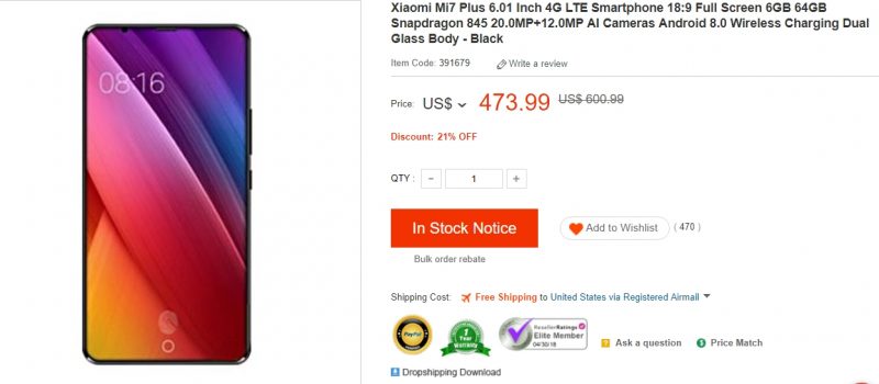 Xiaomi Mi 7 Spec Price leak