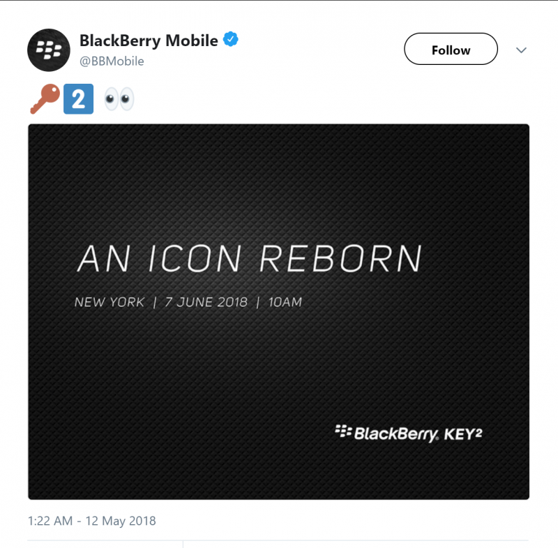 BlackBerry Mobile Tweet BlackBerry KEYtwo