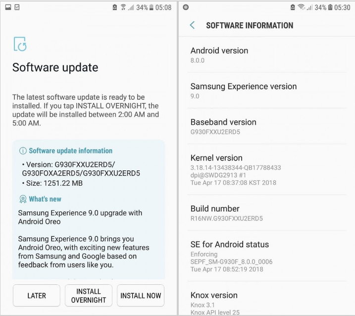 Samsung Galaxy S7 Edge Update Android Oreo