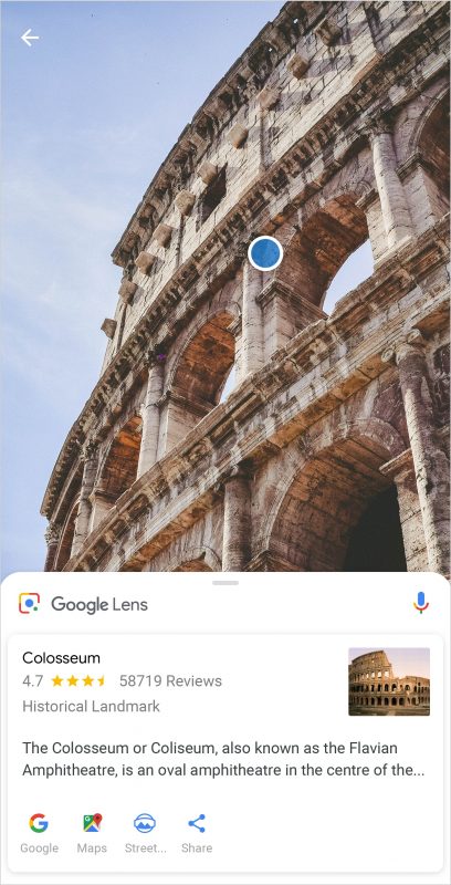 Colosseum by Google Lens with Sony Xperia XZ2