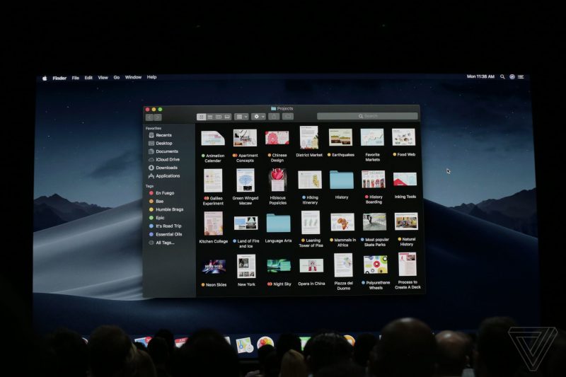 apple_WWDC_2018 Dark Mode on macOS Mojave