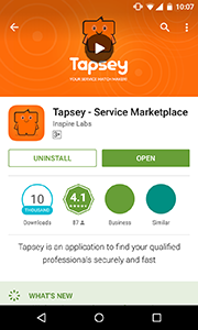 Tapsay หาคนทำงานเพียงปลายนิ้วแตะด้วย Tapsey