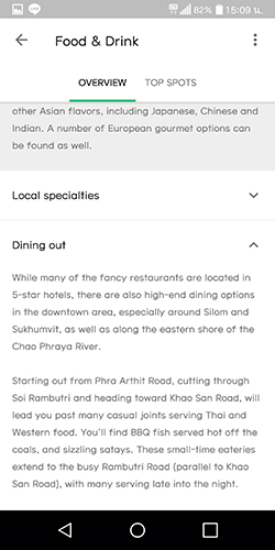 UX UI Google trips Food & Drink