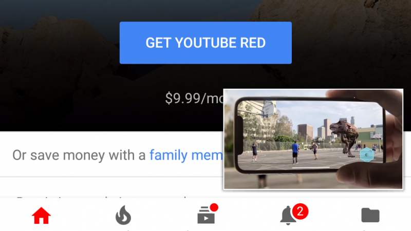 ตัวอย่างโหมด PIP จาก Youtube Red