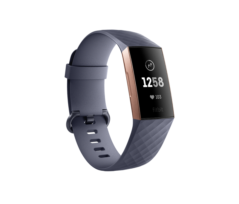 Fitbit charge 3 blue gray rose gold aluminum