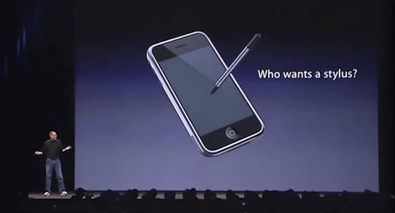 Who want a stylus Steve Jobs