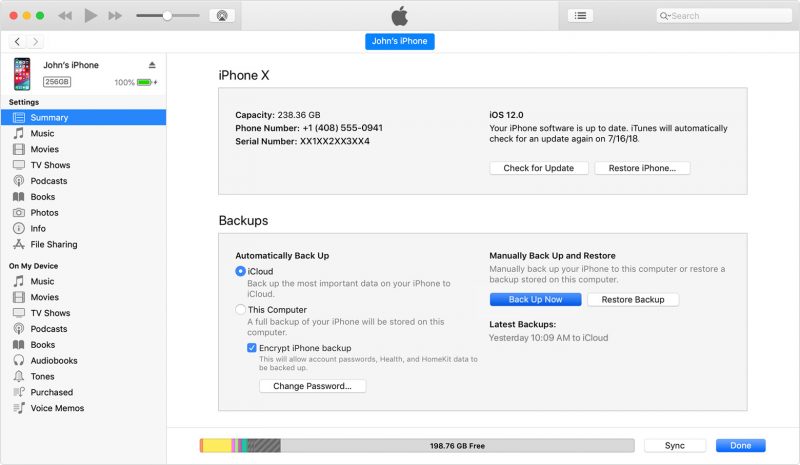 iOS 12 itunes Backup