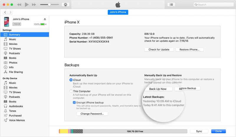 iOS 12 itunes Backup