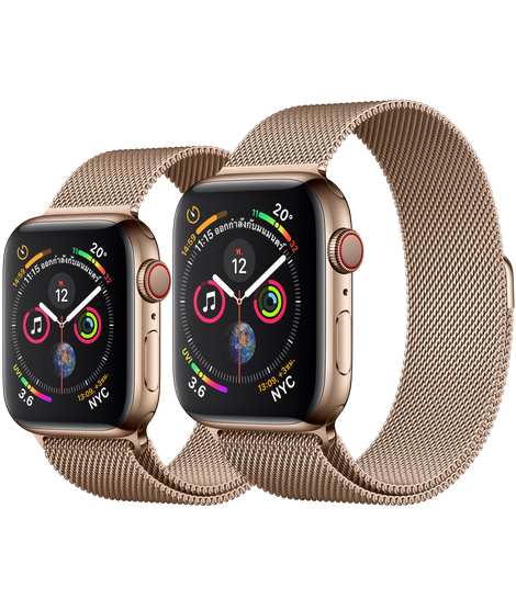 Apple Watch ตัวเรือนสแตนเลสสตีล สีทอง พร้อมสายแบบ Milanese Loop สีทอง