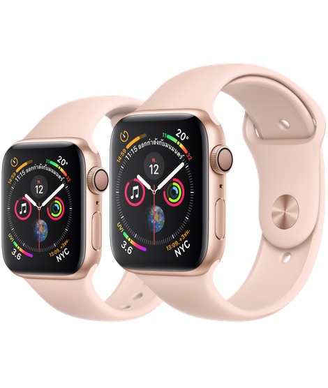 Apple Watch ตัวเรือนอะลูมิเนียม สีทอง พร้อมสายแบบ Sport Band สีชมพูพิงค์แซนด์