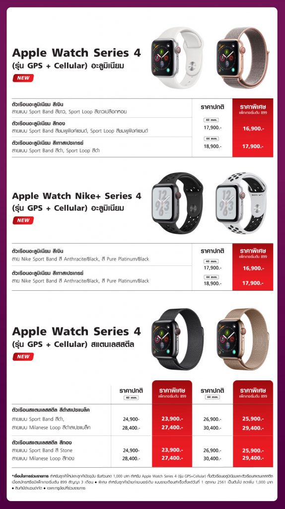 Apple Watch Series 4 (รุ่น GPS + Cellular) TRUEMOVE H ราคา