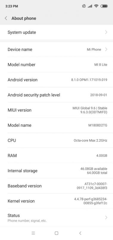 Xiaomi Mi 8 Lite Screenshot