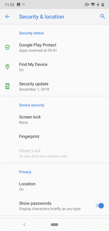 Nokia 6.1 Plus Screenshot Security