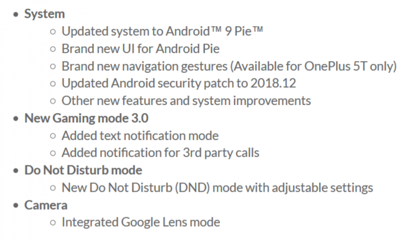 OnePlus 5 and OnePlus 5T Android 9 Pie