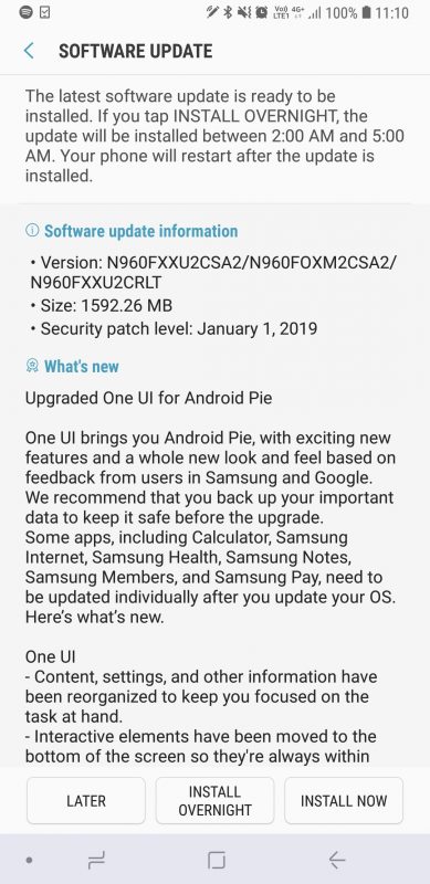 Android Pie Samsung Note9
