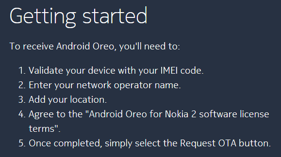 Nokia 2 Oreo update