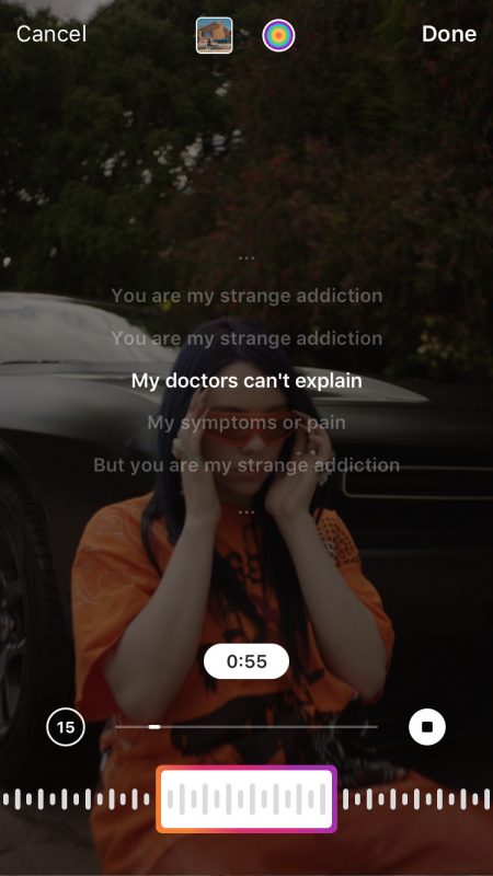 Instagram add song lyrics to your Stories
