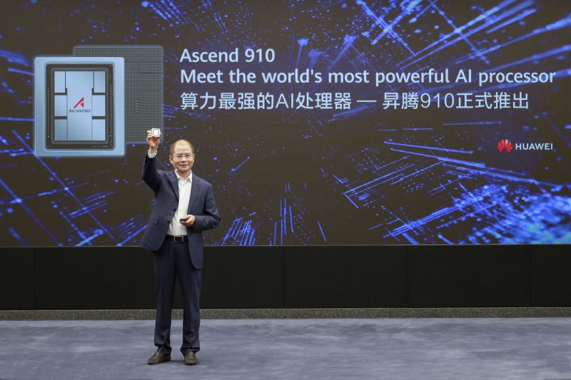 Eric Xu announcing the release of the Ascend 910 AI processor