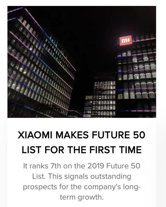 Xiaomi the Future 50 2019