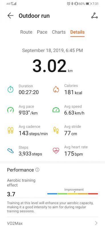 Huawei Health Excercise Records