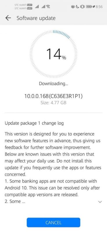 Huawei Nova 5T Android 10 Update
