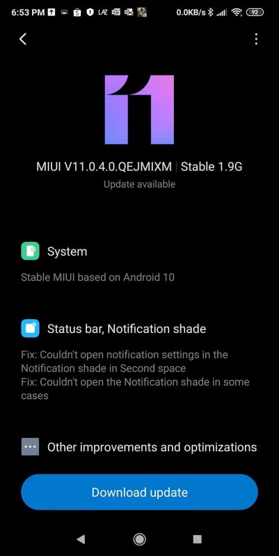 Pocophone F1 Android 10 Base Update (1)