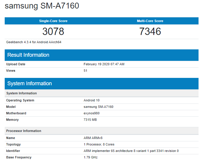 Samsung Galaxy A71 5G specs leak