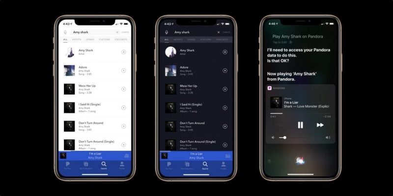 Pandora music dark mode iOS