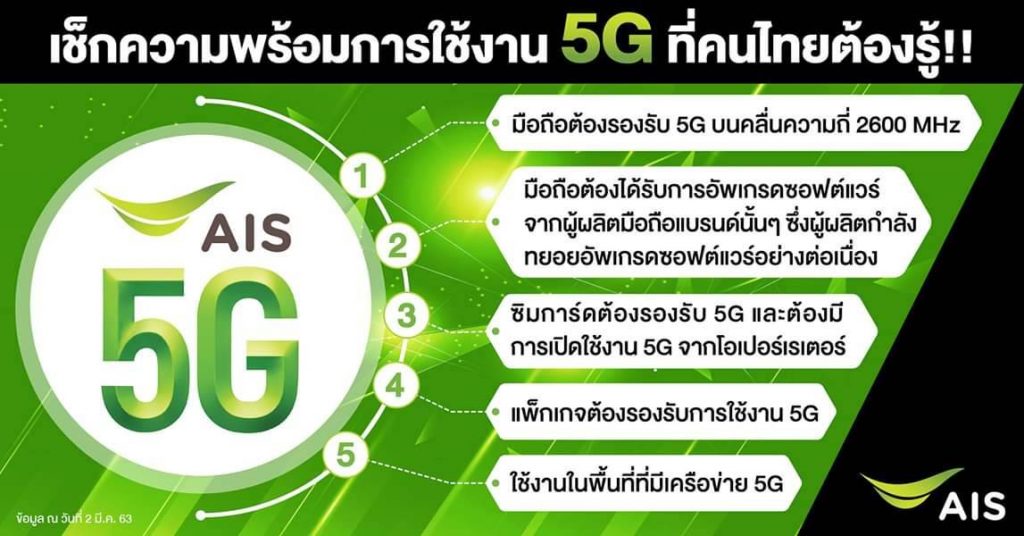 AIS พร้อมให้คนไทยเริ่มให้บริการ 5G ได้แล้ววันนี้!