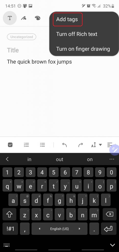 Samsung Notes app update adds undo