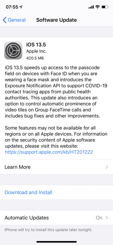 iOS 13.5 เปิดให้ผู้ใช้งานอัพเดทแล้ว ปรับให้เข้าถึง Passcode เร็วขึ้น เมื่อผู้ใช้สวมหน้ากากอนามัย