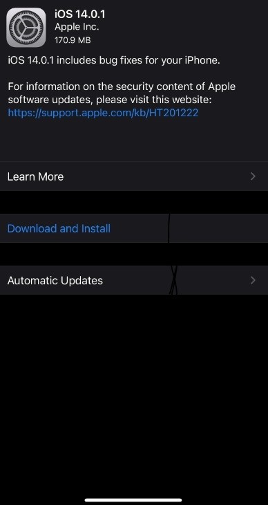 iOS 14.0.1 OTA