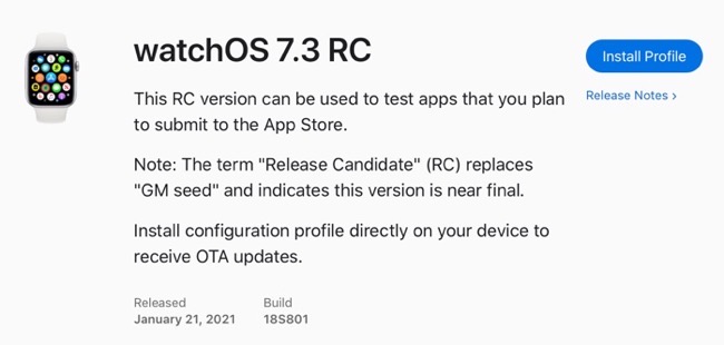 watchOS 7.3 Release Candidate