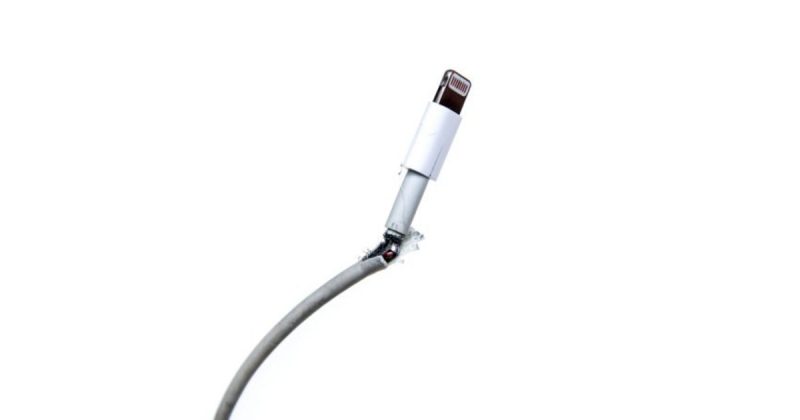 Fray lightning cable to USB-C