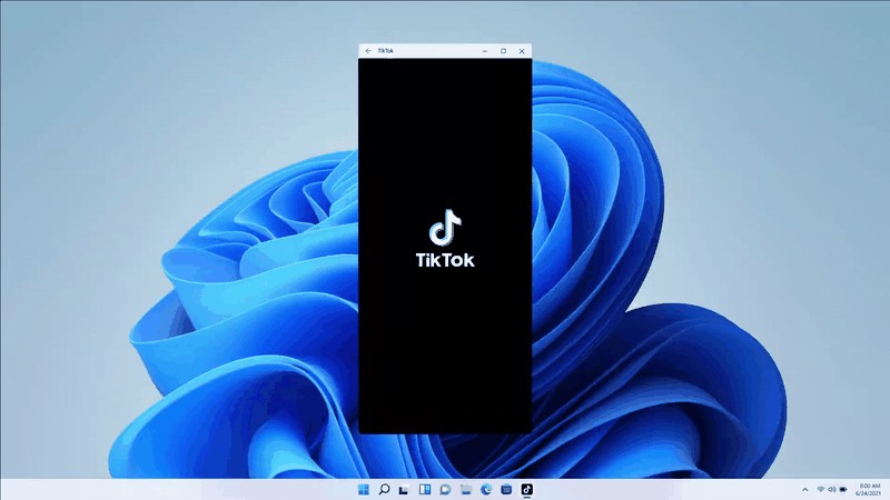 Windows 11 Tiktok Android running with Android Subsystem