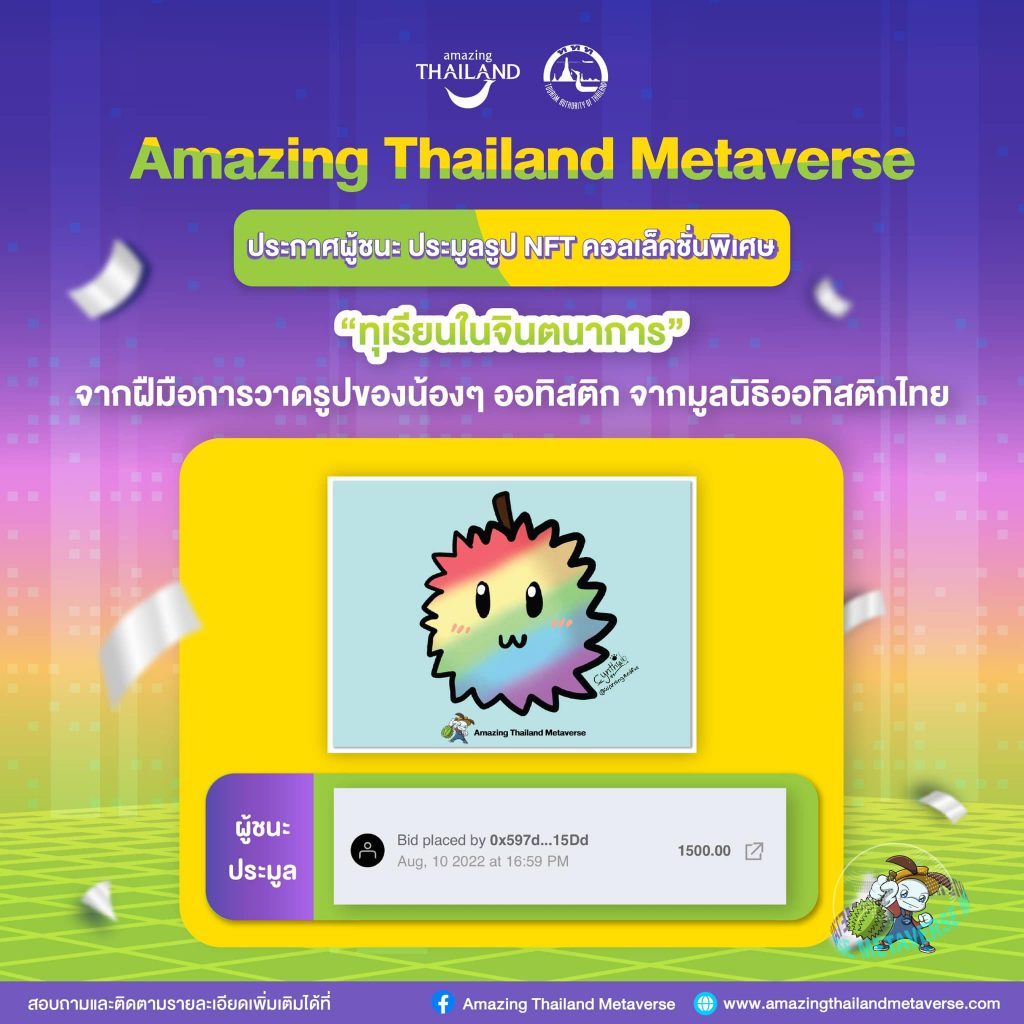 ประกาศผู้ชนะ ประมูลรูป NFT คอลเล็คชั่นพิเศษ “ทุเรียนในจินตนาการ”