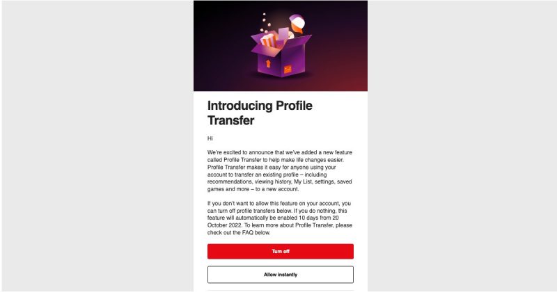 Netflix Profile Transfer header